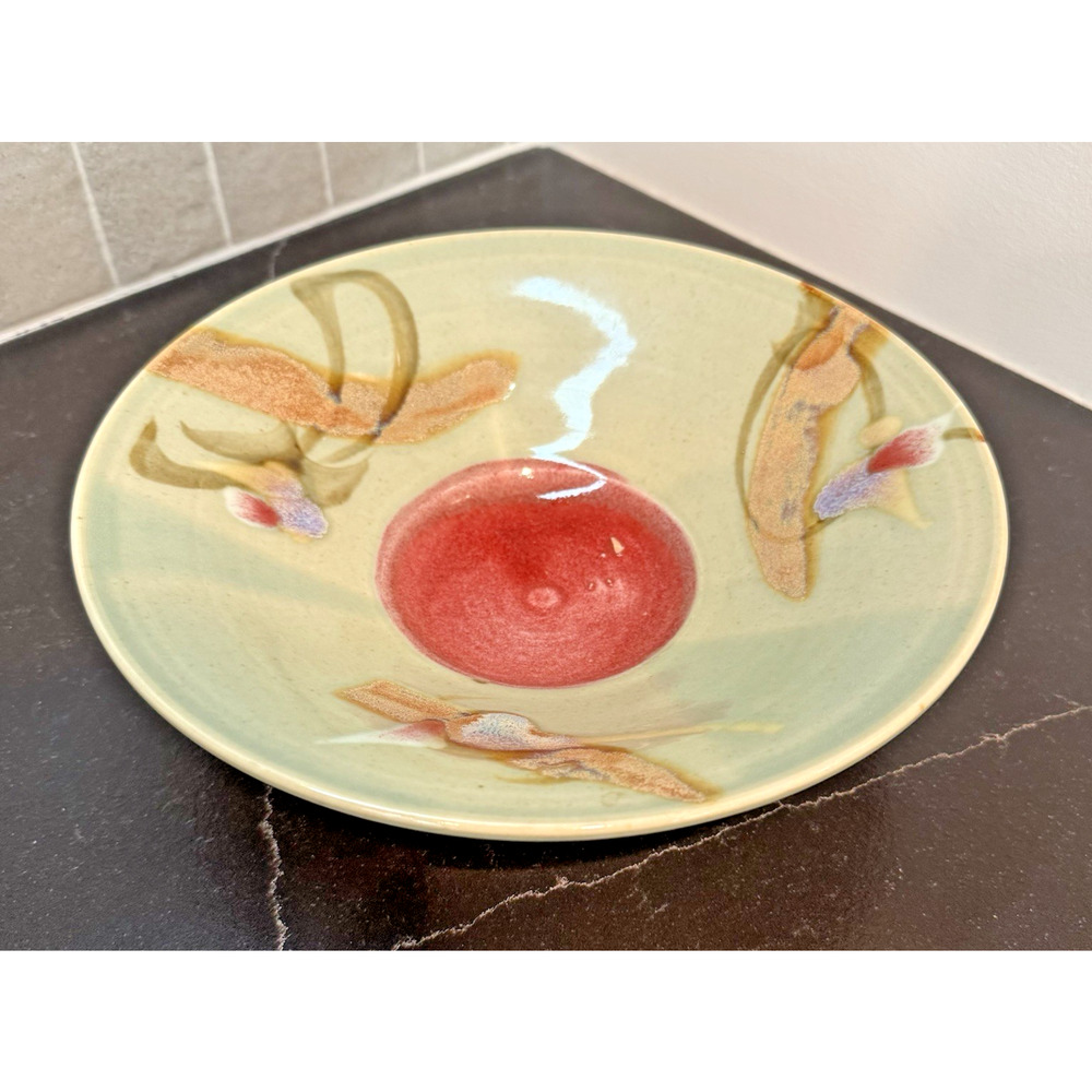 1968 MCM Stunning Signed Art Pottery Bowl Unique Handcrafted Glazed Footed 10"
